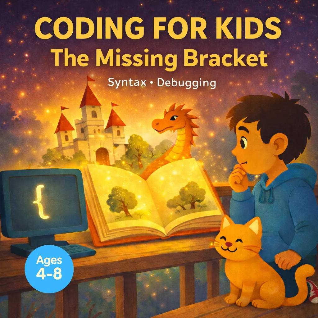 Coding for Kids: The Missing Bracket: A Fun Story About Syntax (Ages 4–8) cover