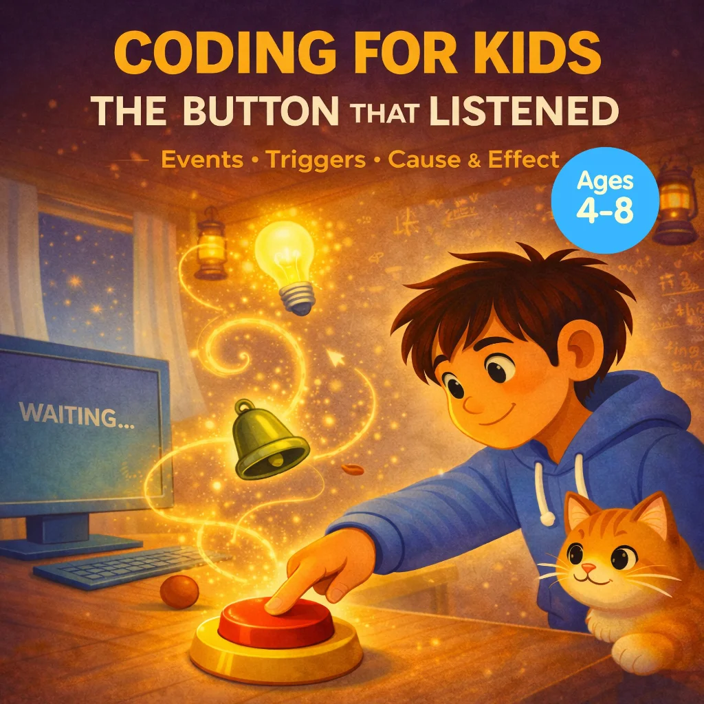 Coding for Kids: The Button That Listened: A Fun STEM Story About Events, Triggers, and Cause & Effect cover
